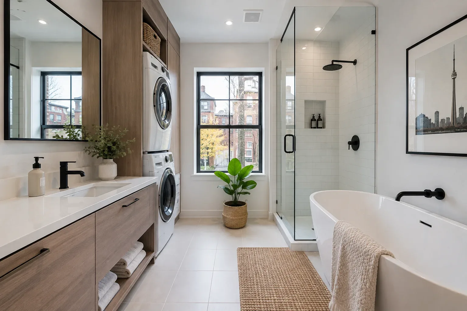 Clean modern residential laundry appliances